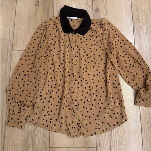 Polka Dot Blouse with Black Collar
